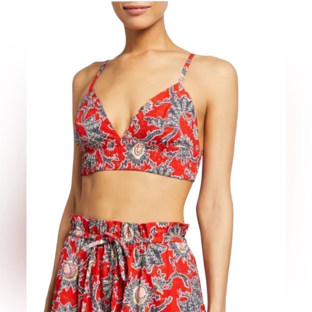 A.L.C Lana Cotton Bra Crop Tank Top‎ Red Paisley Size 8